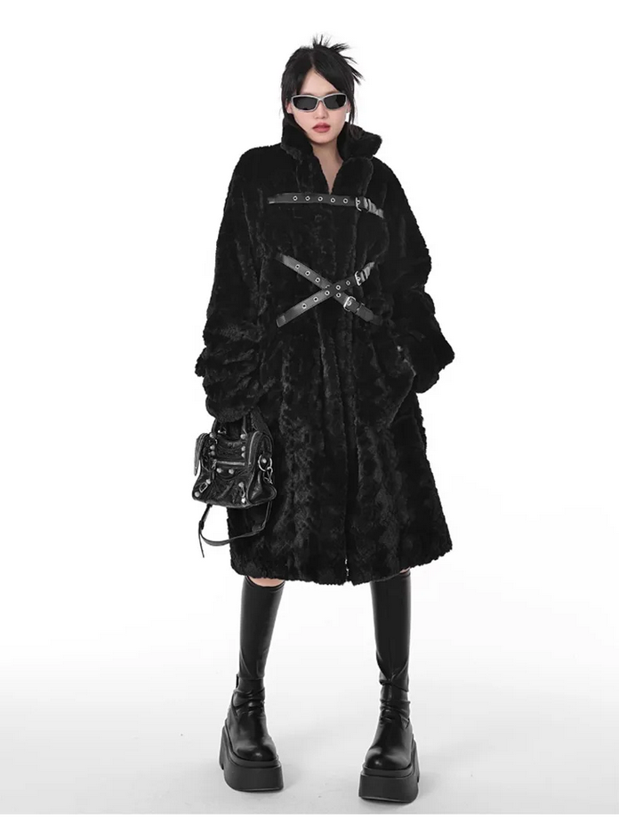 Stylish Loose Casual Soft Thick Black Women&#39;s Coat