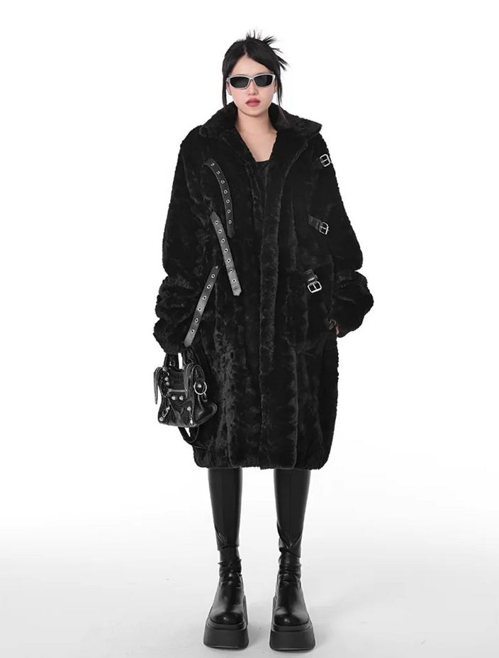 Stylish Loose Casual Soft Thick Black Women&#39;s Coat