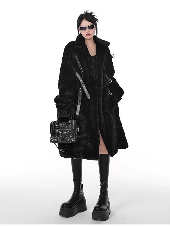 Stylish Loose Casual Soft Thick Black Women&#39;s Coat