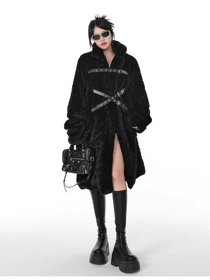 Stylish Loose Casual Soft Thick Black Women&#39;s Coat