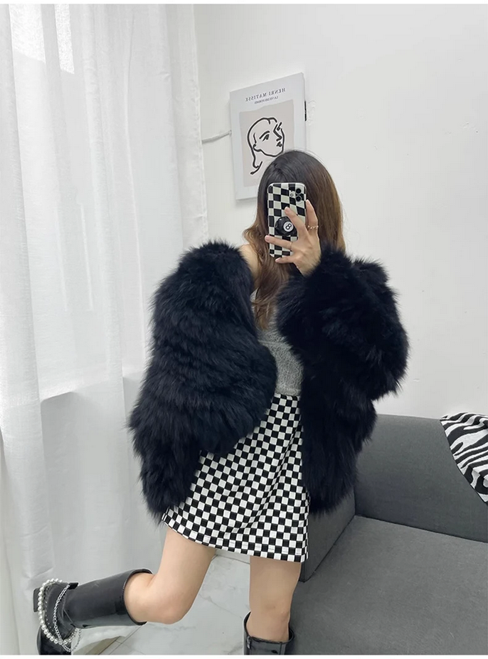 Chic Warm Soft Hooded Faux Fur Coat