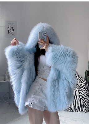 Chic Warm Soft Hooded Faux Fur Coat