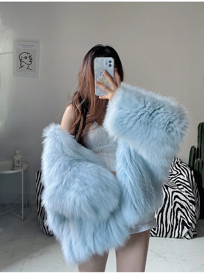 Chic Warm Soft Hooded Faux Fur Coat