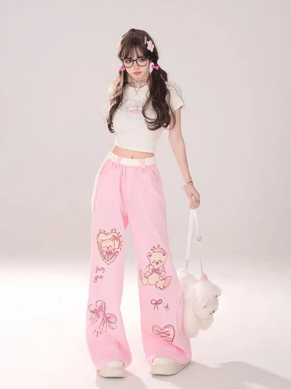 Cute Printed Loose Sweatpants