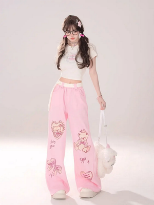 Cute Printed Loose Sweatpants