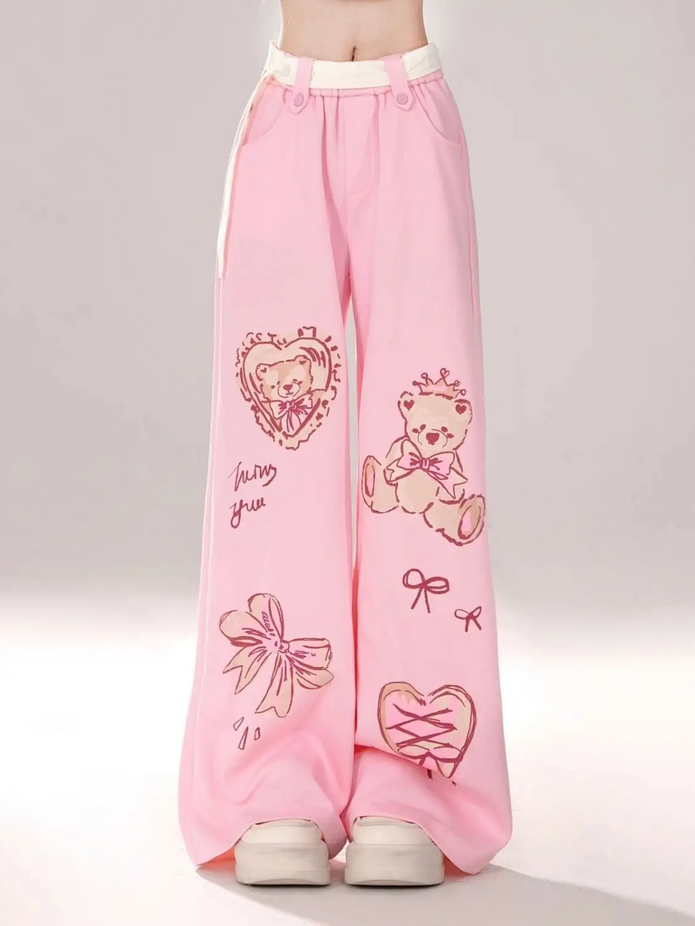 Cute Printed Loose Sweatpants
