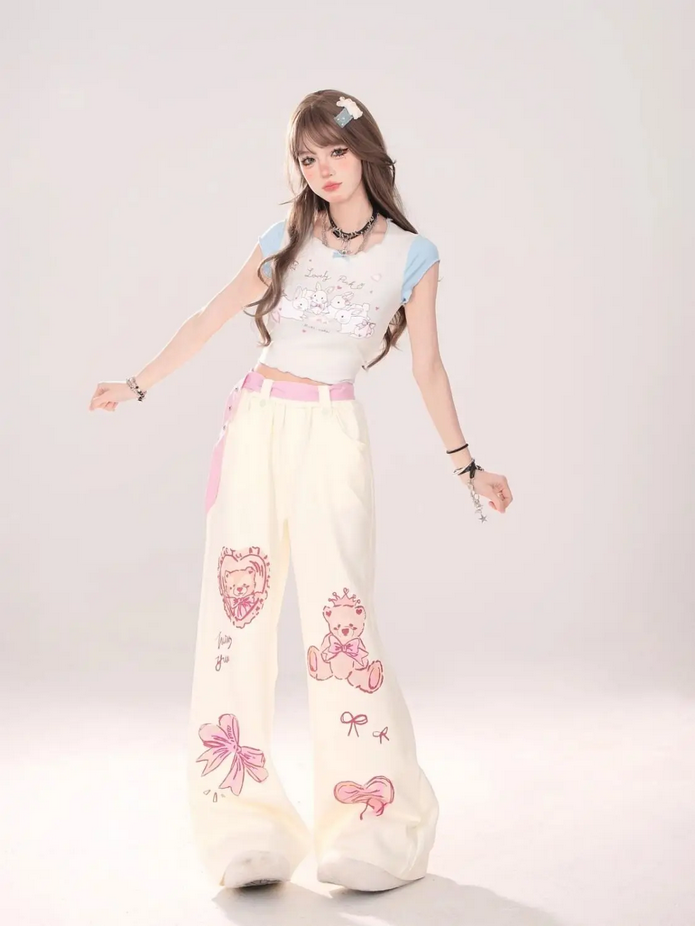 Cute Printed Loose Sweatpants