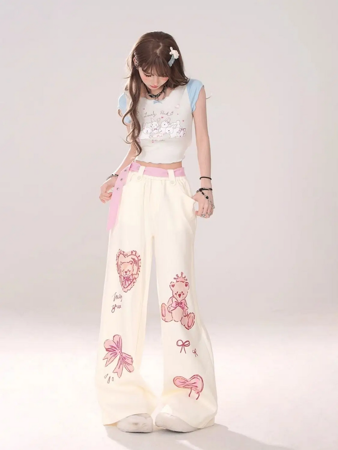 Cute Printed Loose Sweatpants