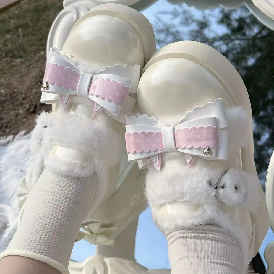 Plush Sweet Kawaii JK PU Leather Shoes