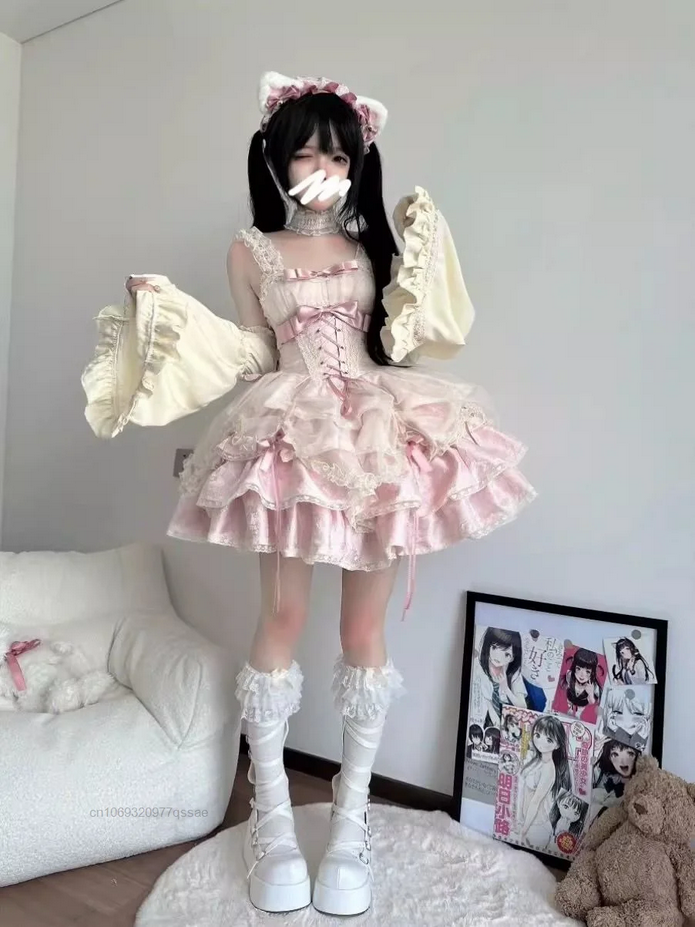 French Rose JSK Party Corset Elegant Ball Gown Dress
