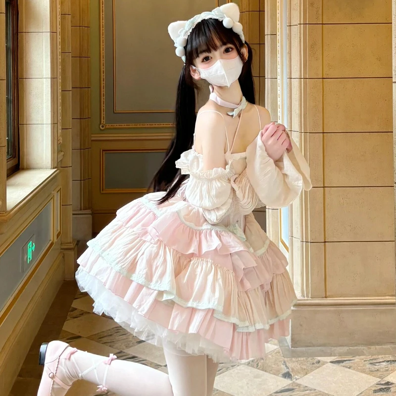 Elegant Lace Bow Ruffles Princess Party Dress