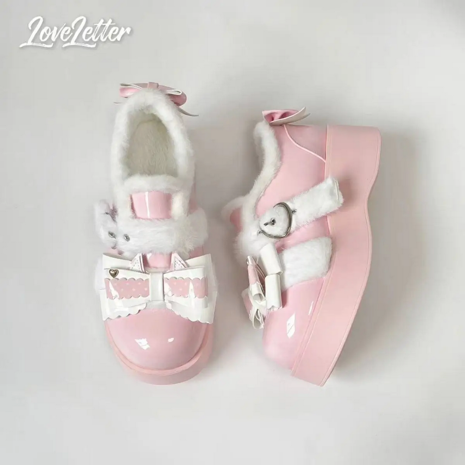 Plush Sweet Kawaii JK PU Leather Shoes
