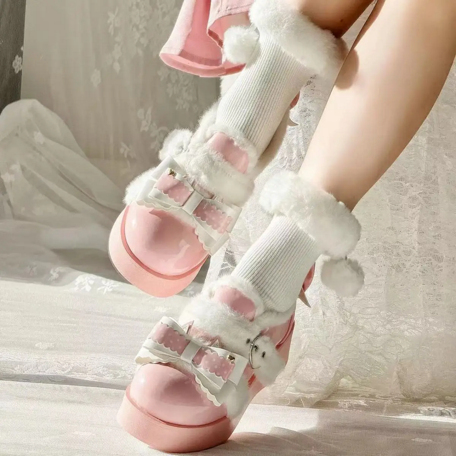 Plush Sweet Kawaii JK PU Leather Shoes
