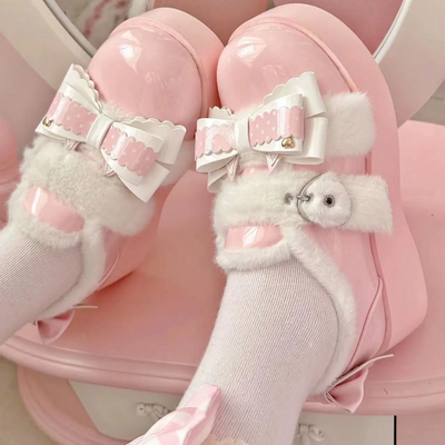 Plush Sweet Kawaii JK PU Leather Shoes