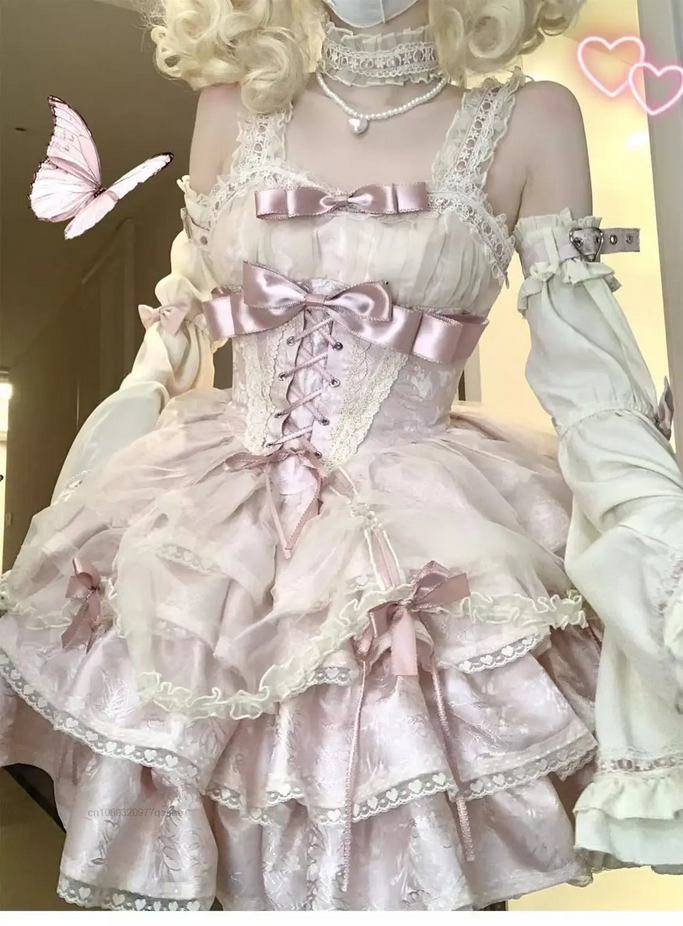 French Rose JSK Party Corset Elegant Ball Gown Dress