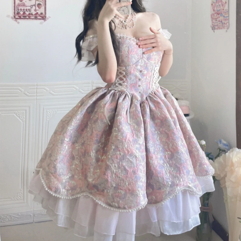 Elegant Lace Ruffle Victorian Vintage Lolita Dress