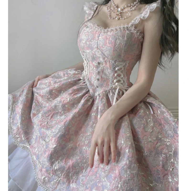 Elegant Lace Ruffle Victorian Vintage Lolita Dress