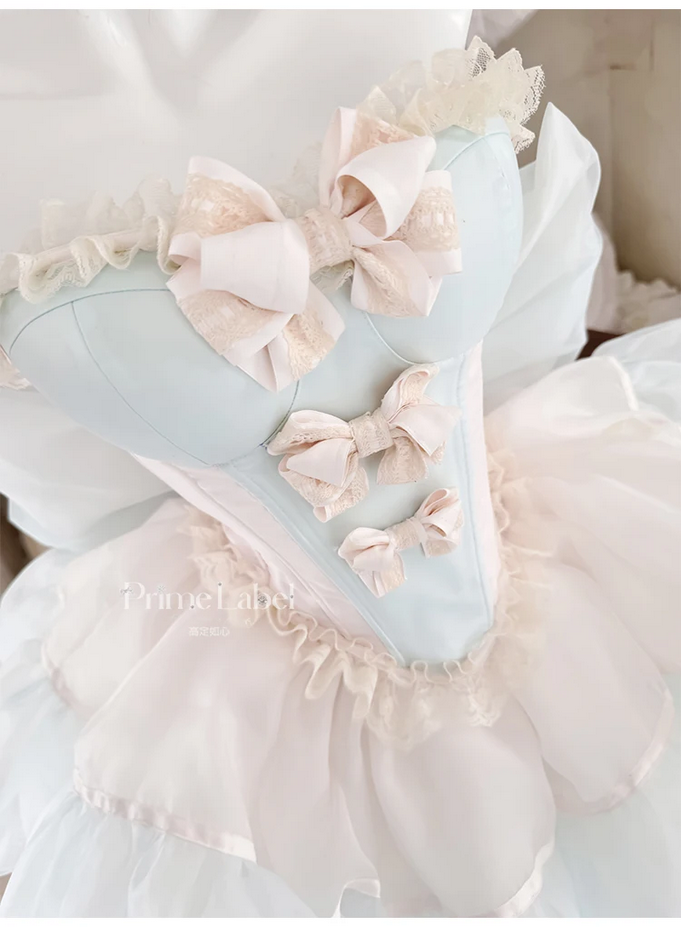 Sweet Bow Party Pink and Blue Kawaii Princess Dress