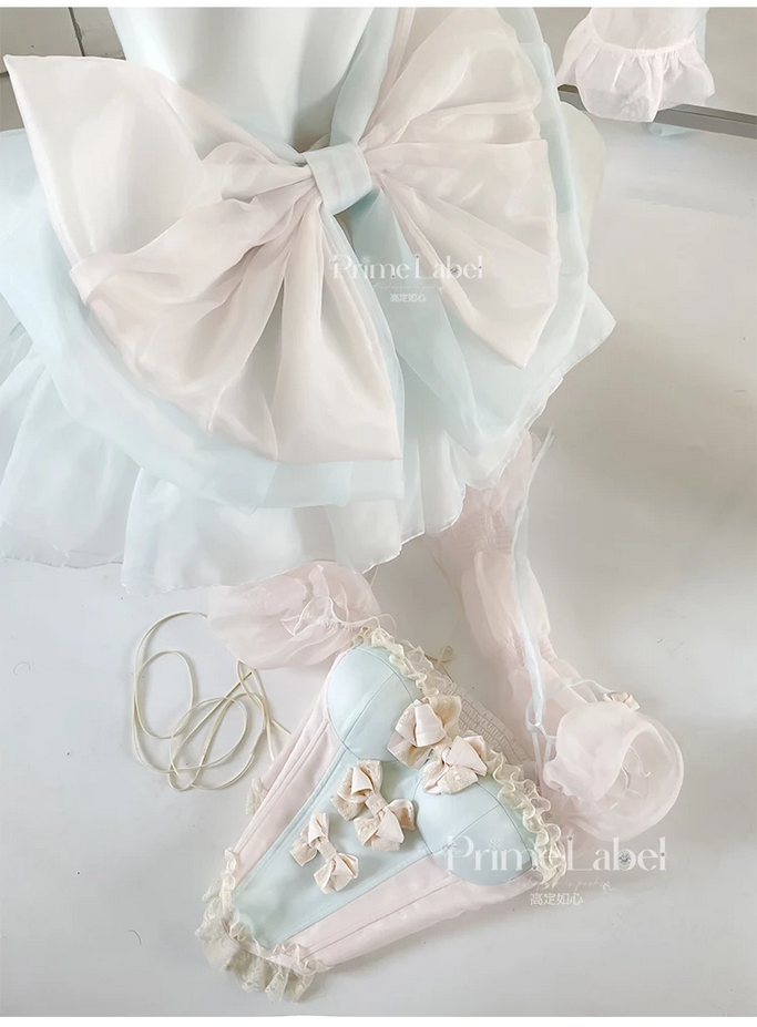 Sweet Bow Party Pink and Blue Kawaii Princess Dress