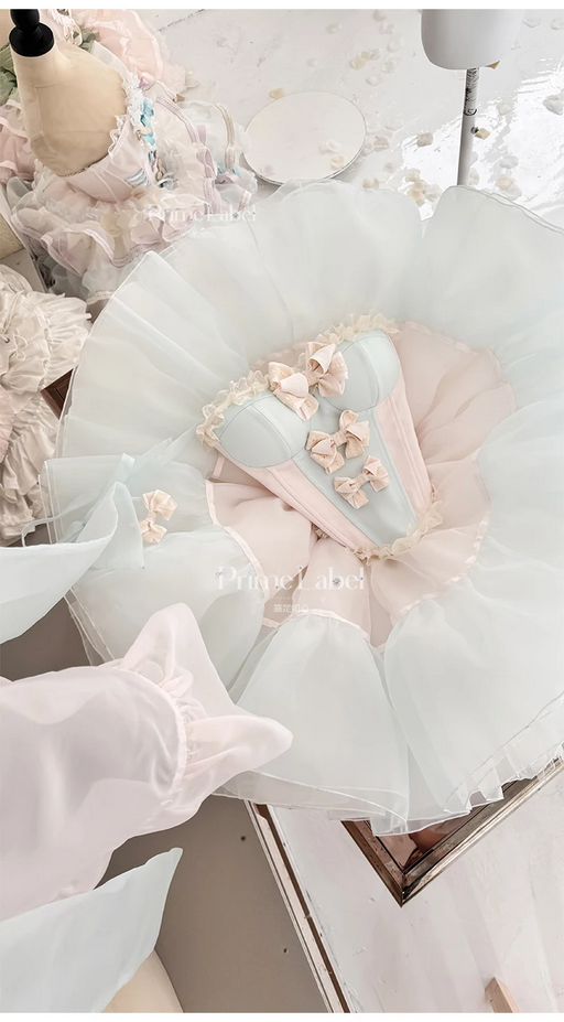Sweet Bow Party Pink and Blue Kawaii Princess Dress