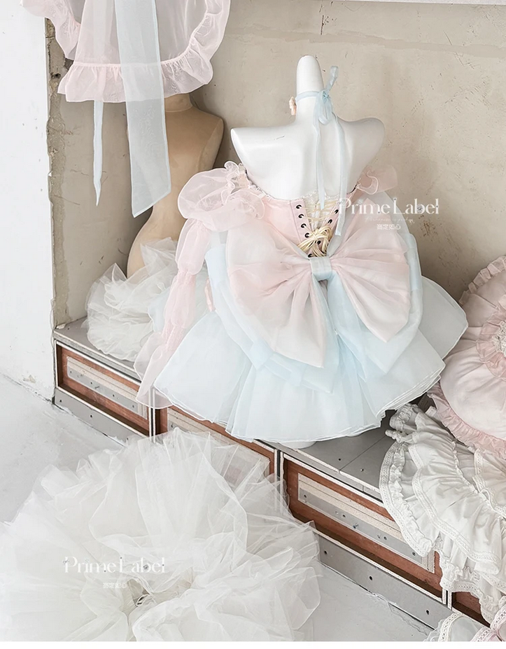 Sweet Bow Party Pink and Blue Kawaii Princess Dress