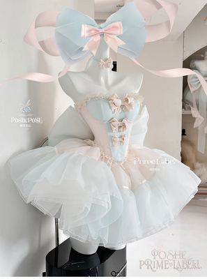 Sweet Bow Party Pink and Blue Kawaii Princess Dress