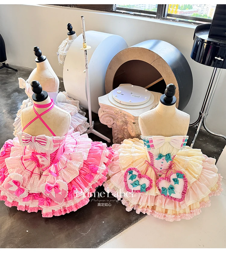 Kawaii  Pink Hearts and Bows Ruffled Dress