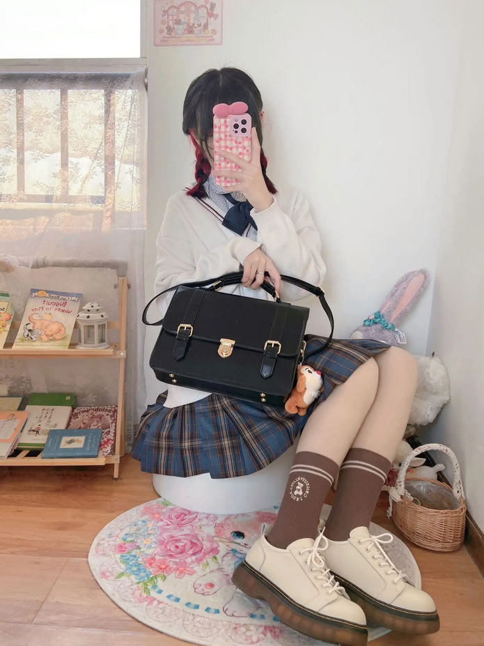 High-Quality Leather Lolita JK Backpack Student Bag