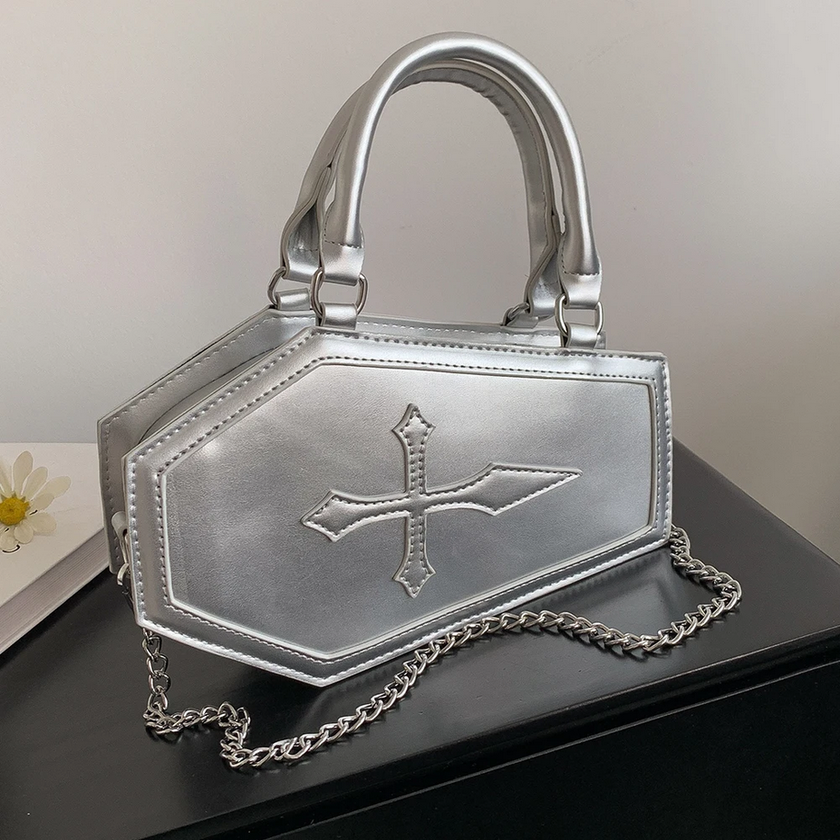 PU Leather Gothic Coffin Shaped Bag