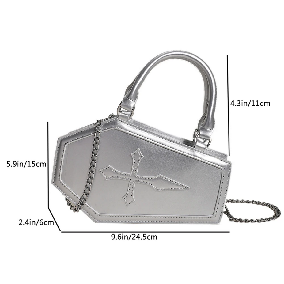 PU Leather Gothic Coffin Shaped Bag