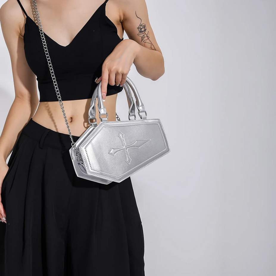 PU Leather Gothic Coffin Shaped Bag