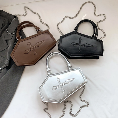 PU Leather Gothic Coffin Shaped Bag