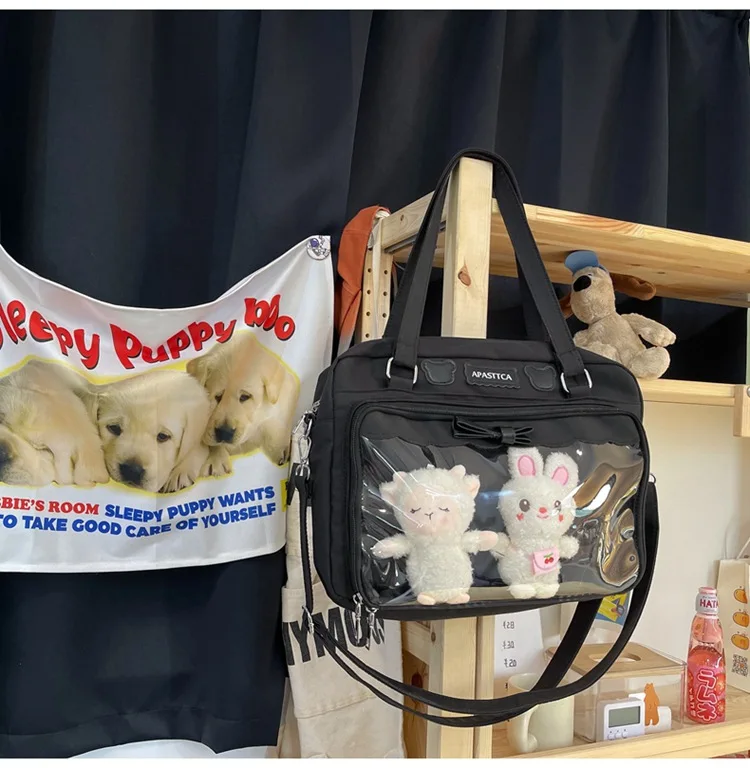 Japanese Cute Transparent Canvas Ita bag