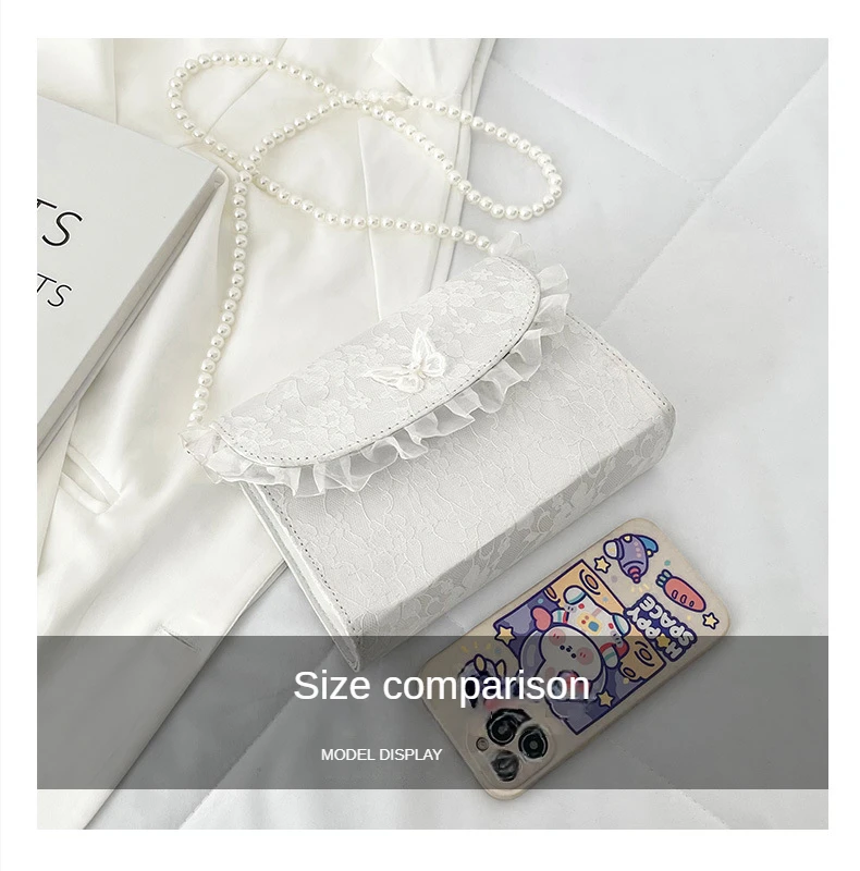 Vintage Lace Pearl Chain Shoulder Bag