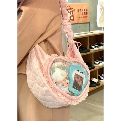 Pleated Lace Love Heart Lolita Jk Ita Bag