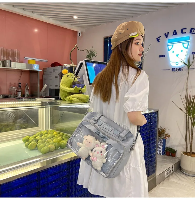 Japanese Cute Transparent Canvas Ita bag
