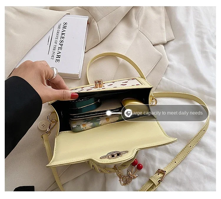 Sweet Cherry Square Chains Crossbody Bag