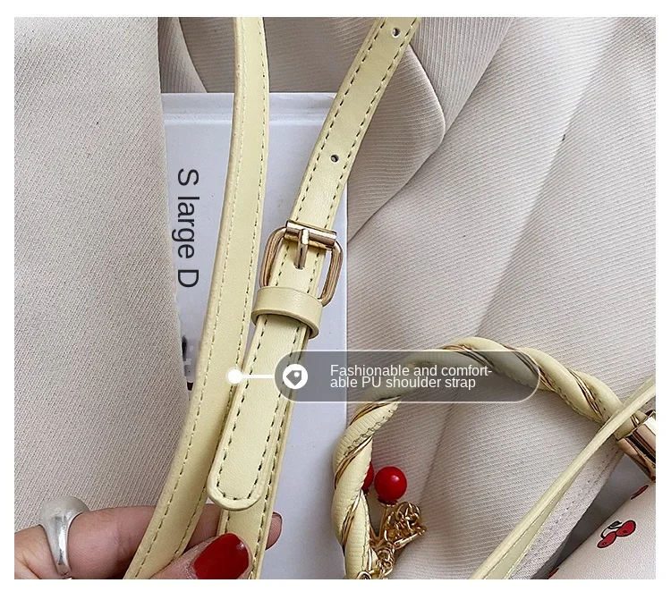 Sweet Cherry Square Chains Crossbody Bag