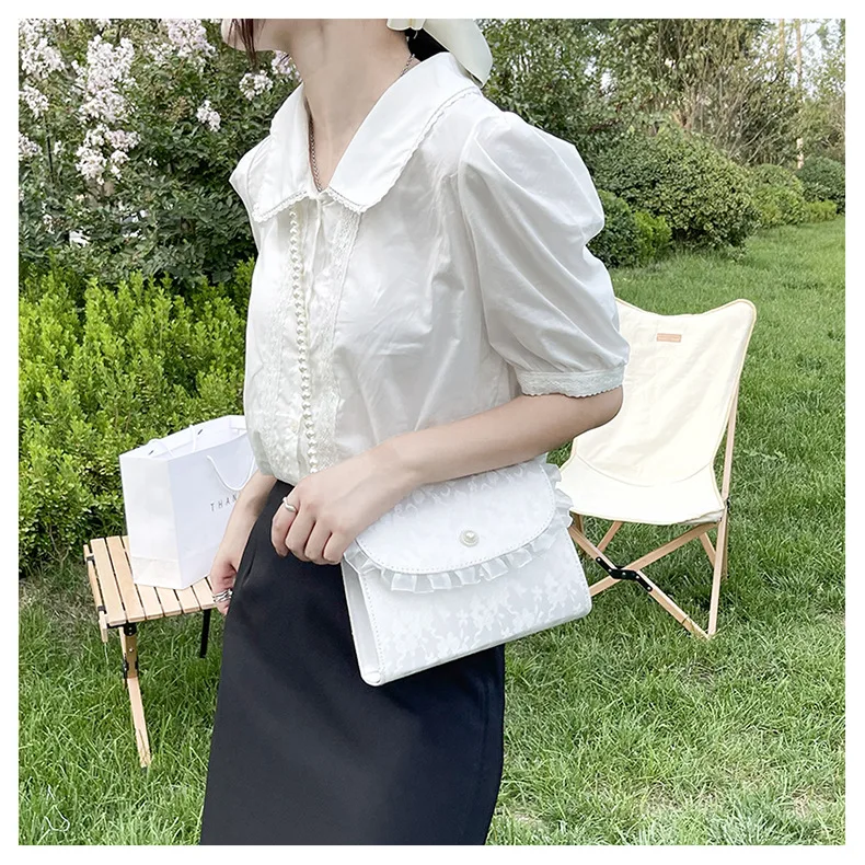 Vintage Lace Pearl Chain Shoulder Bag
