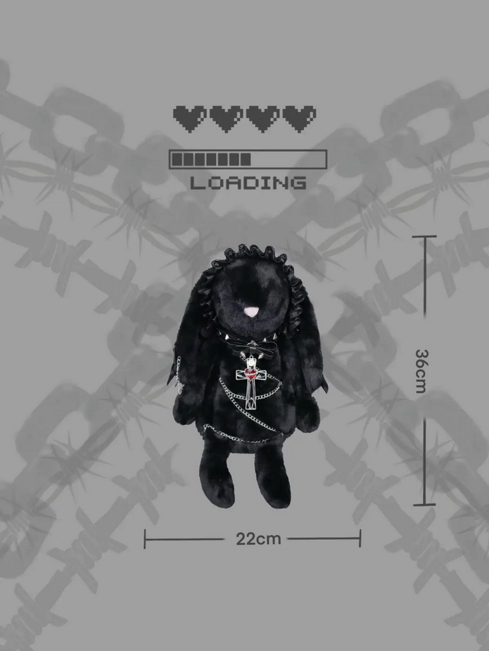 Gothic Kawaii Black Bunny Plush Shoulder Bag