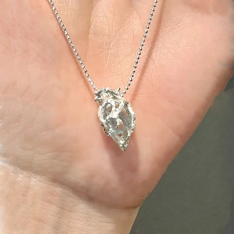 Crystal Blue Heart Pendant Necklace
