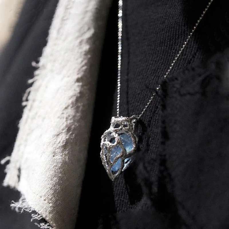 Crystal Blue Heart Pendant Necklace