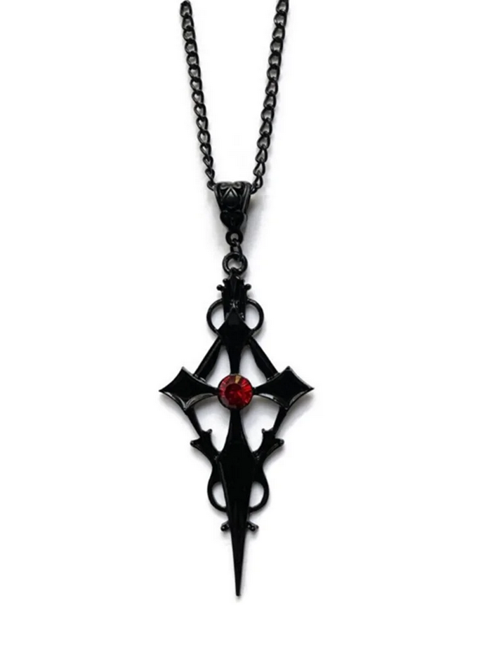 Black Pointed Cross Vampire Necklace
