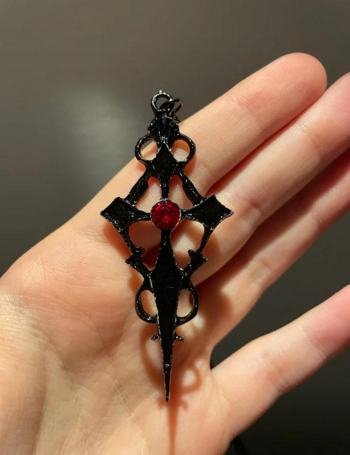 Black Pointed Cross Vampire Necklace