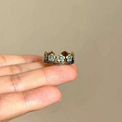 Exquisite Blue Plum Flower Infinity Floral Rings