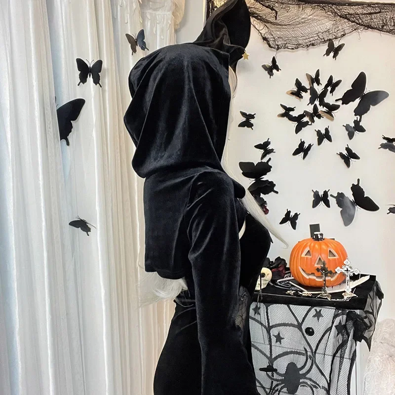 Gothic  Long Sleeve High Waist Black Dress