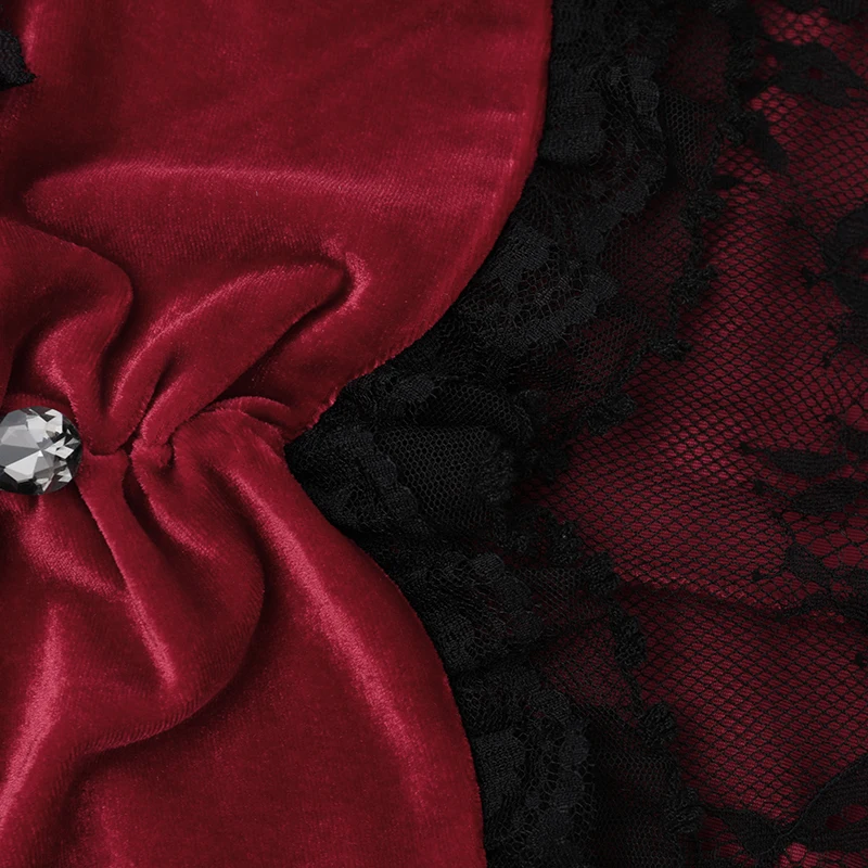 Victorian Gothic Velvet Irregular Slit Dress