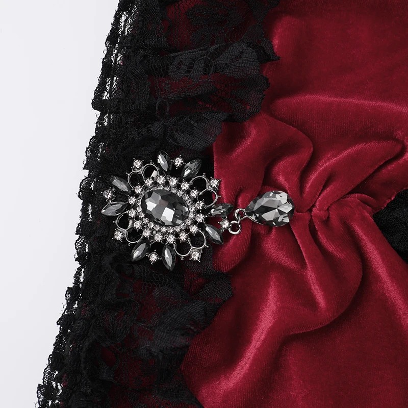 Victorian Gothic Velvet Irregular Slit Dress