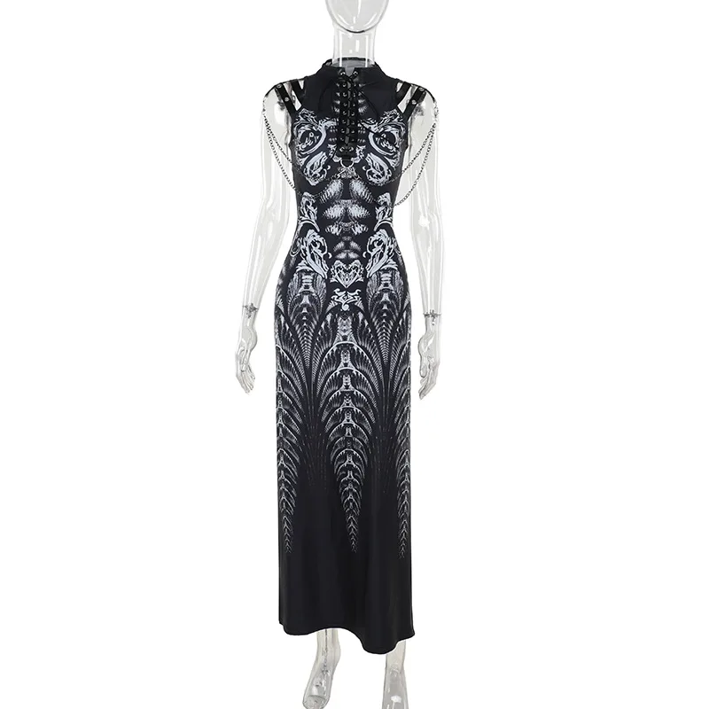 Sleeveless Bodycon Goth Cyber Punk Dress
