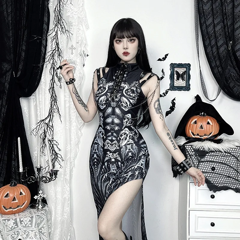 Sleeveless Bodycon Goth Cyber Punk Dress